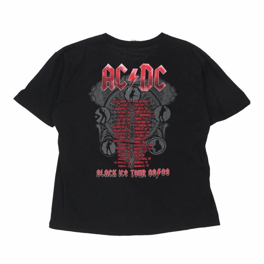 Vintage T-Shirts * | Vintage Acdc Black Ice Tour 2008/2009 Anvil T-Shirt Xl Black Cotton