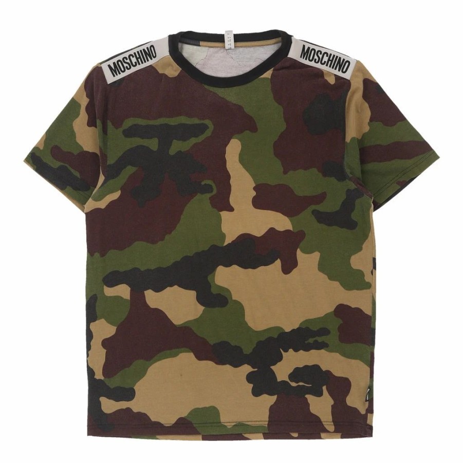 Vintage T-Shirts * | Vintage Moschino T-Shirt Small Camo Cotton