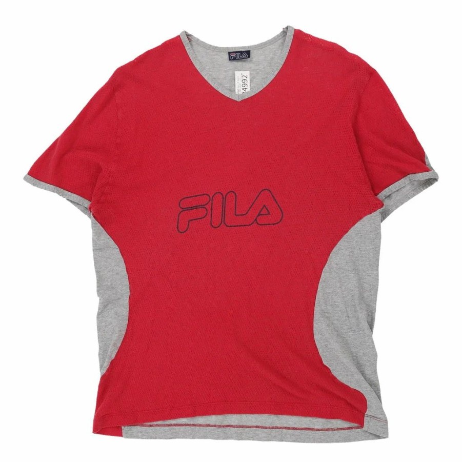 Vintage T-Shirts * | Vintage Fila T-Shirt Large Red Cotton