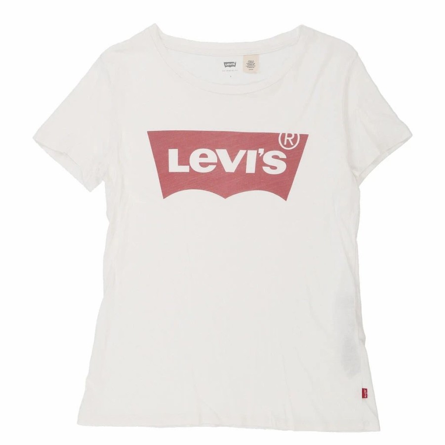 Vintage T-Shirts * | Vintage Levis T-Shirt Small White Cotton