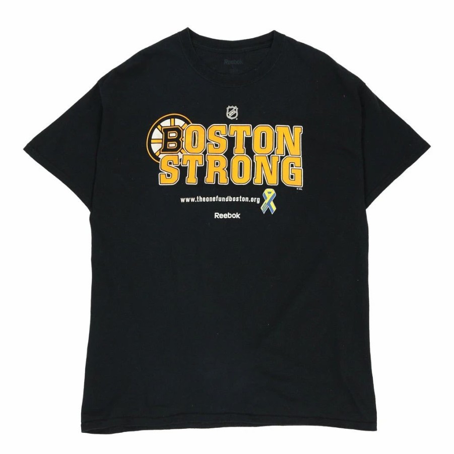 Vintage T-Shirts * | Vintage Boston Bruins Reebok T-Shirt Large Black Cotton