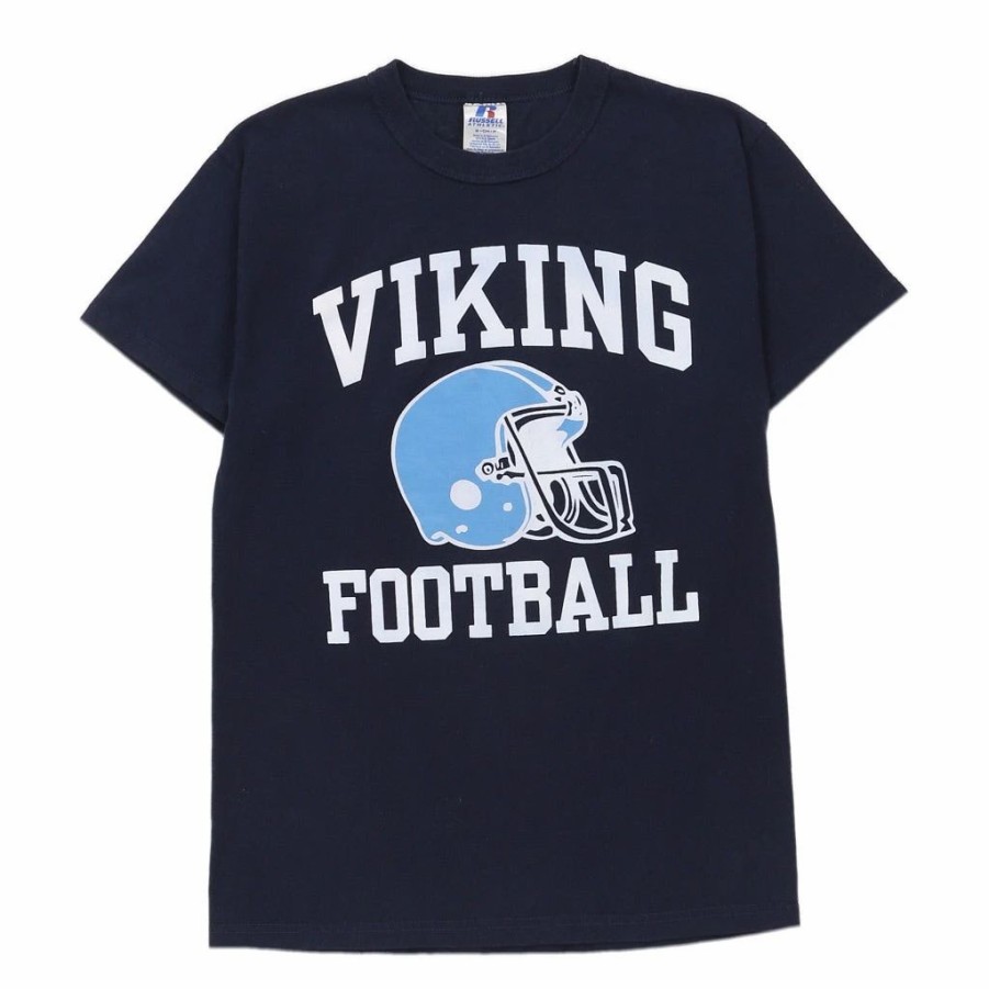 Vintage T-Shirts * | Vintage Viking Football Russell Athletic T-Shirt Small Navy Cotton