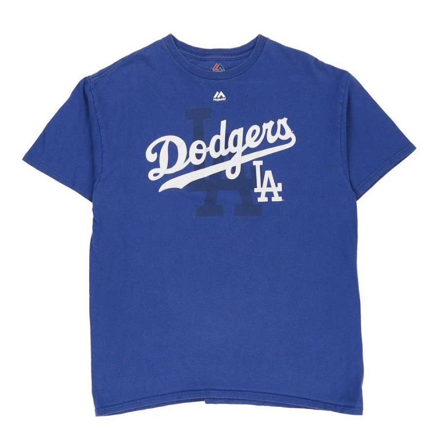 Vintage T-Shirts * | Vintage La Dodgers Majestic T-Shirt Large Blue Cotton