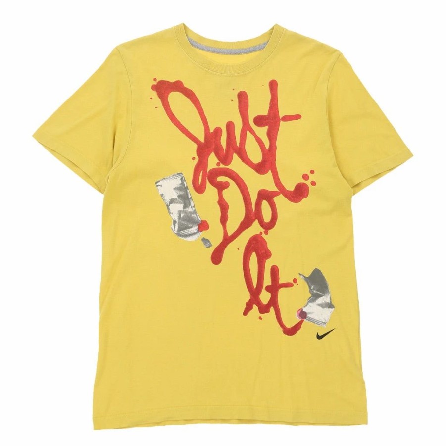 Vintage T-Shirts * | Vintage Just Do It Nike T-Shirt Small Yellow Cotton