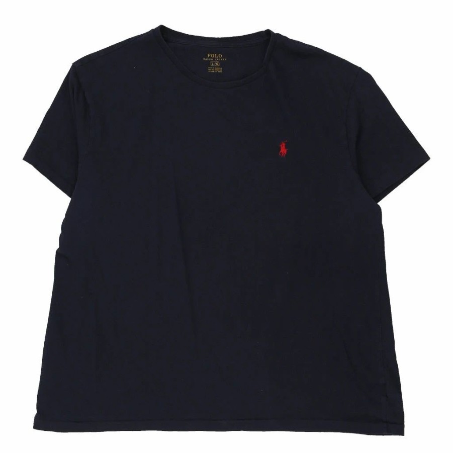 Vintage T-Shirts * | Vintage Ralph Lauren T-Shirt Large Navy Cotton