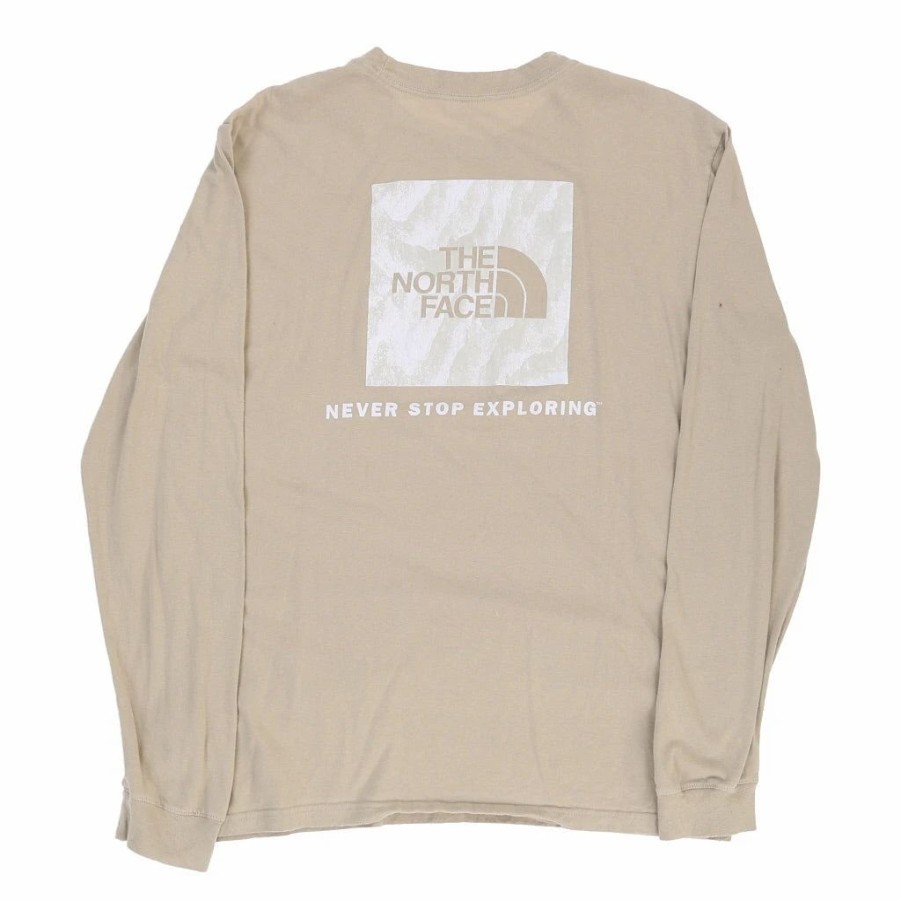 Vintage T-Shirts * | Vintage The North Face Long Sleeve T-Shirt Large Beige Cotton