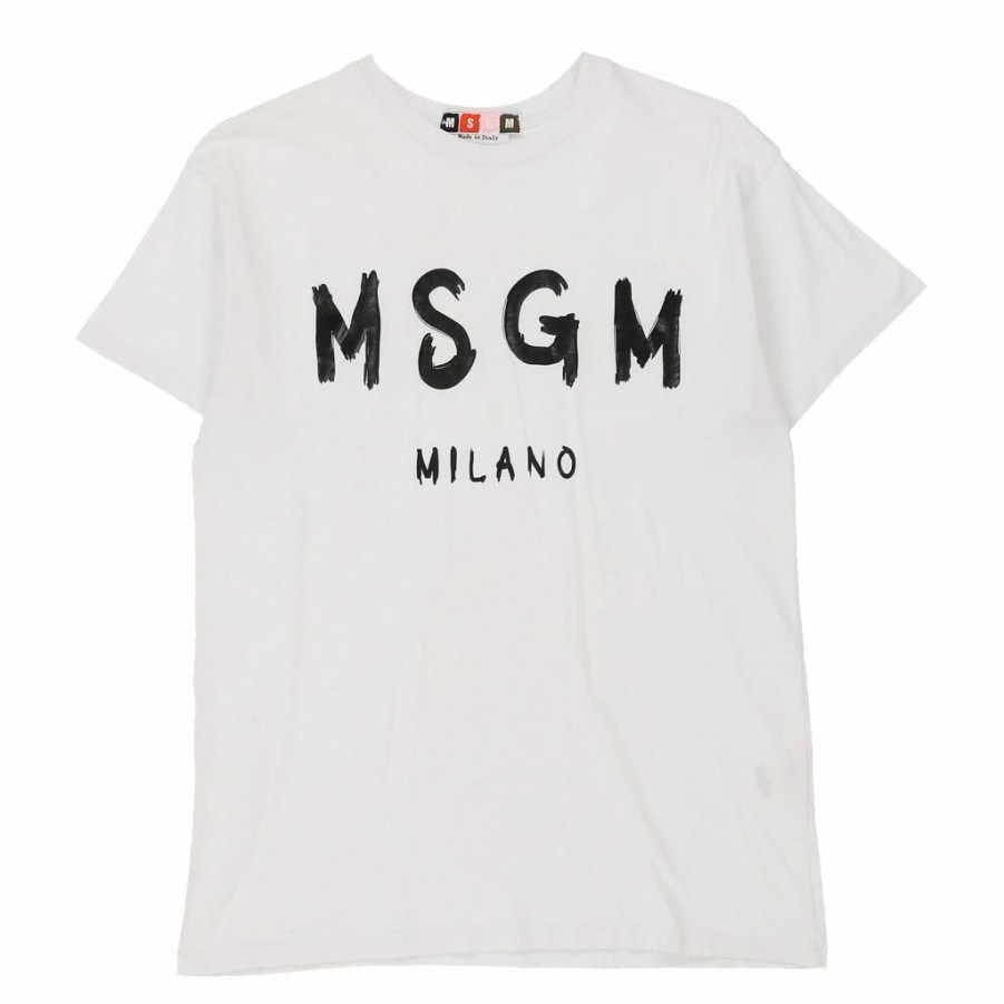 Vintage T-Shirts * | Vintage Msgm T-Shirt Xs White Cotton