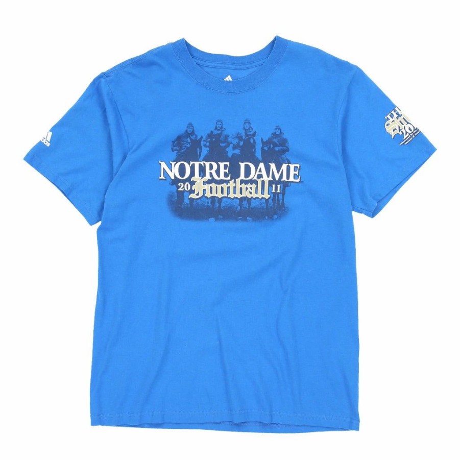 Vintage T-Shirts * | Pre-Loved Notre Dame Majestic T-Shirt Large Blue Cotton