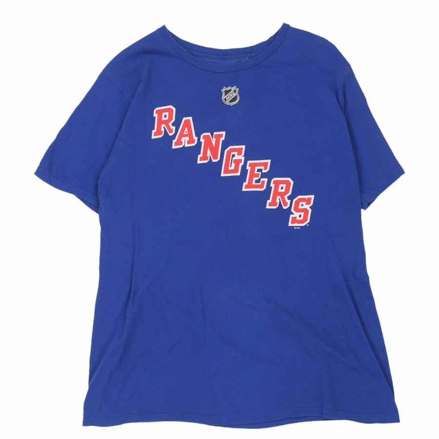 Vintage T-Shirts * | Vintage New York Rangers Adidas T-Shirt Medium Blue Cotton