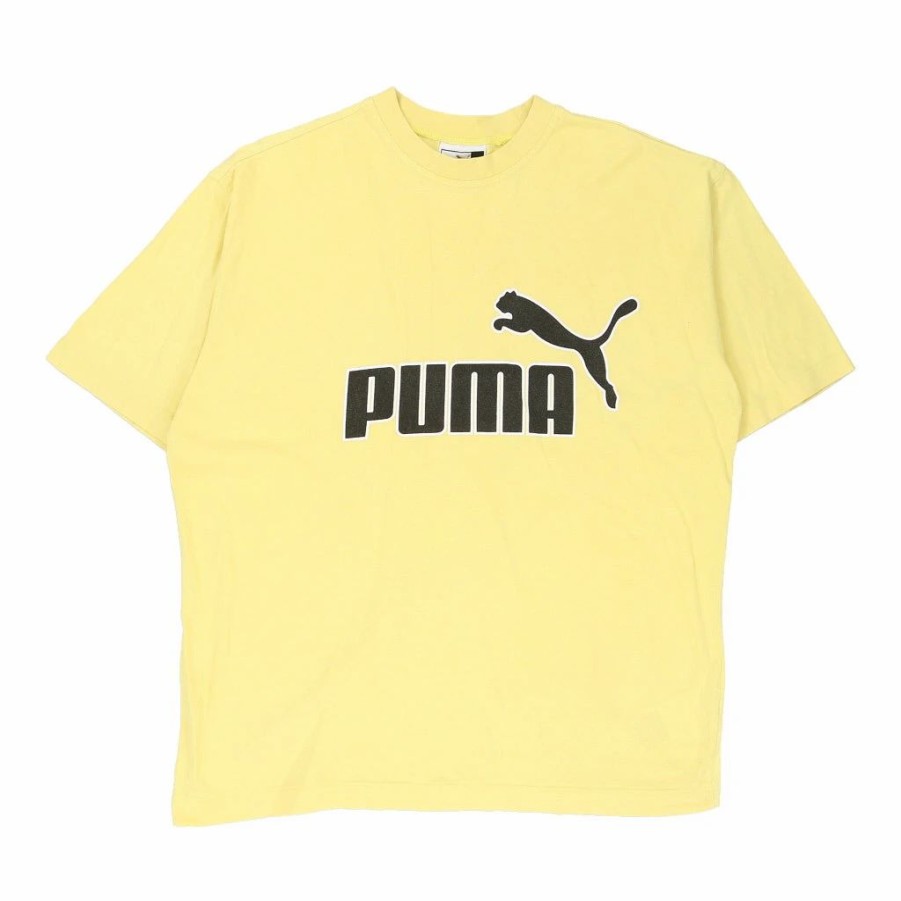 Vintage T-Shirts * | Vintage Puma T-Shirt Large Yellow Cotton