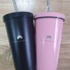 Mum Friendly * | Pink & Black Milkshake Tumblers & Metal Straw 500 Ml