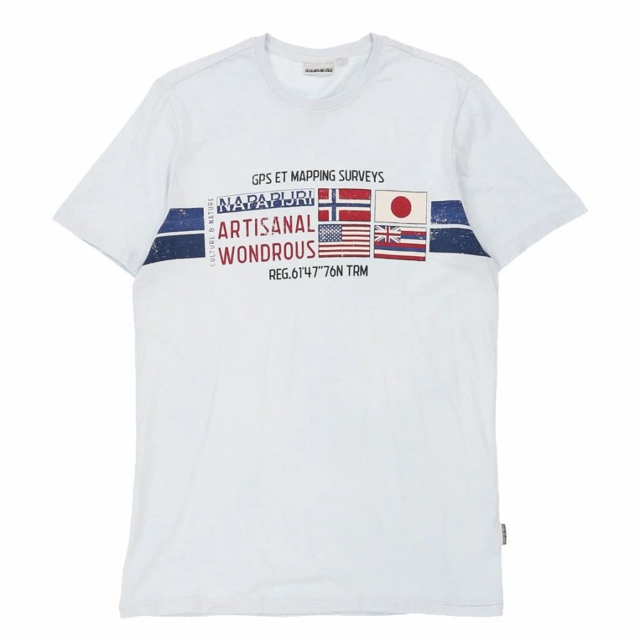 Vintage T-Shirts * | Vintage Napapijri T-Shirt Medium White Cotton Blend