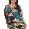 Mum Friendly * | Mystic Turquoise Leopard Luxury Kaftan Dress/Top