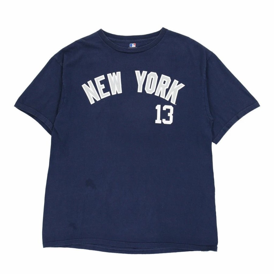 Vintage T-Shirts * | Vintage New York Yankees Majestic T-Shirt Large Blue Cotton