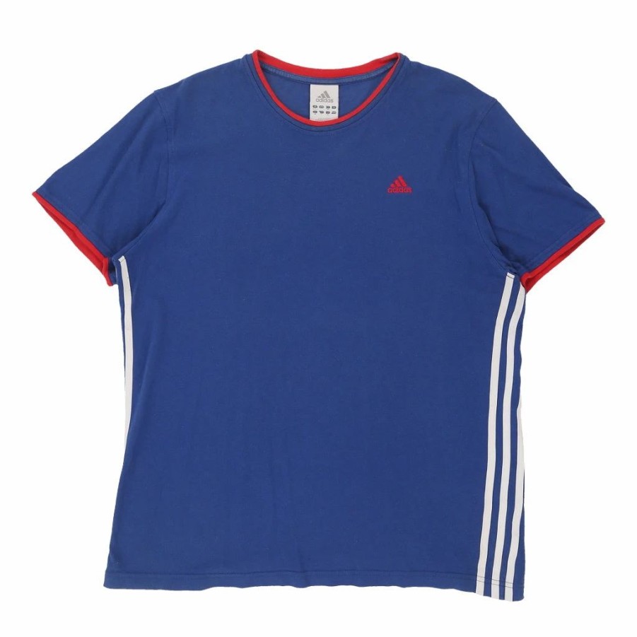 Vintage T-Shirts * | Vintage Adidas T-Shirt Large Blue Cotton