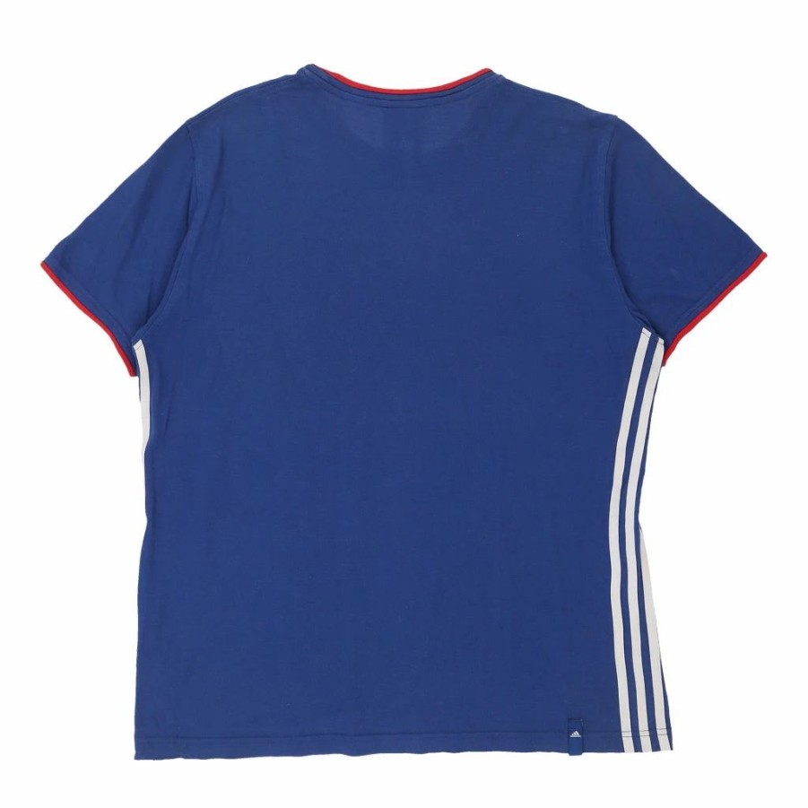 Vintage T-Shirts * | Vintage Adidas T-Shirt Large Blue Cotton