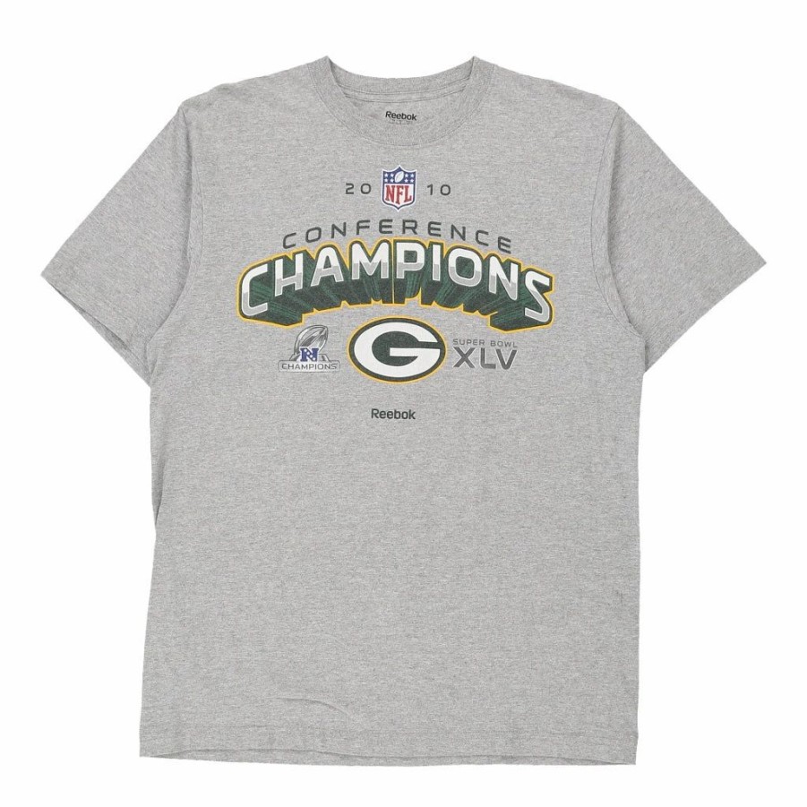 Vintage T-Shirts * | Pre-Loved Green Bay Packers 2010 Champions Reebok T-Shirt Large Grey Cotton