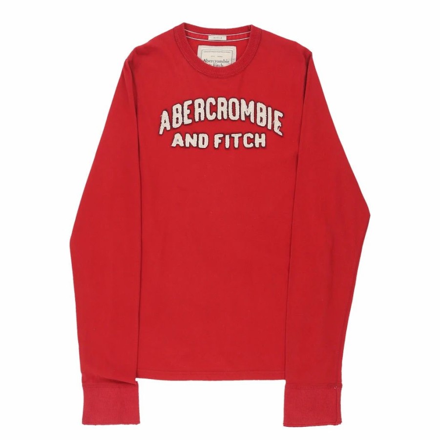 Vintage T-Shirts * | Vintage Abercrombie & Fitch Long Sleeve T-Shirt Medium Red Cotton