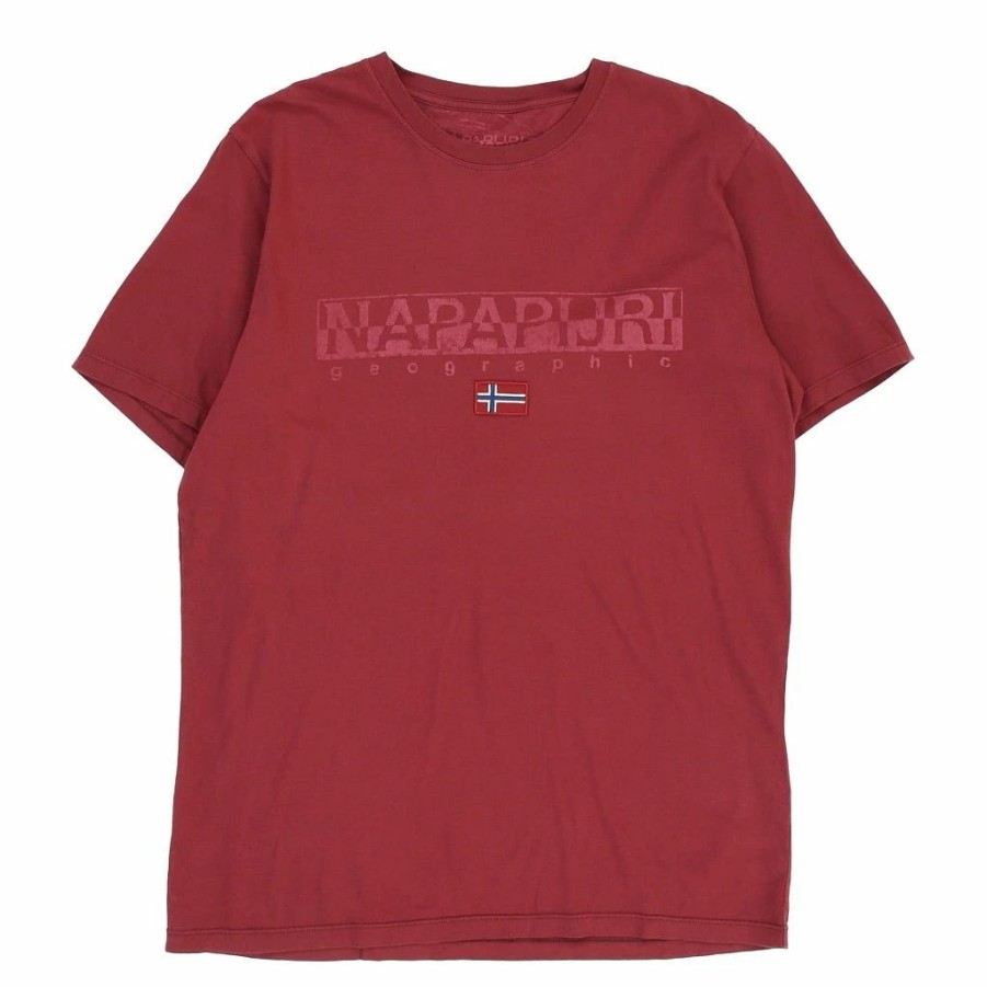 Vintage T-Shirts * | Vintage Napapijri T-Shirt Xl Burgundy Cotton