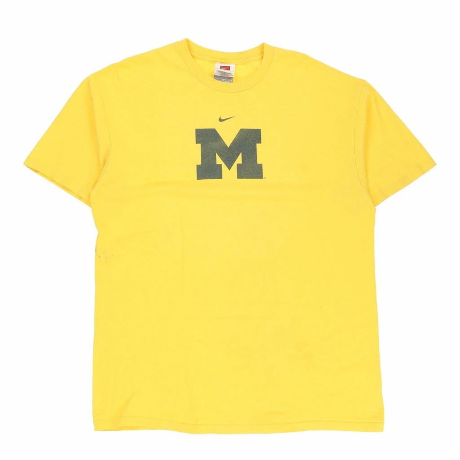 Vintage T-Shirts * | Vintage Michigan State Nike T-Shirt Large Yellow Cotton