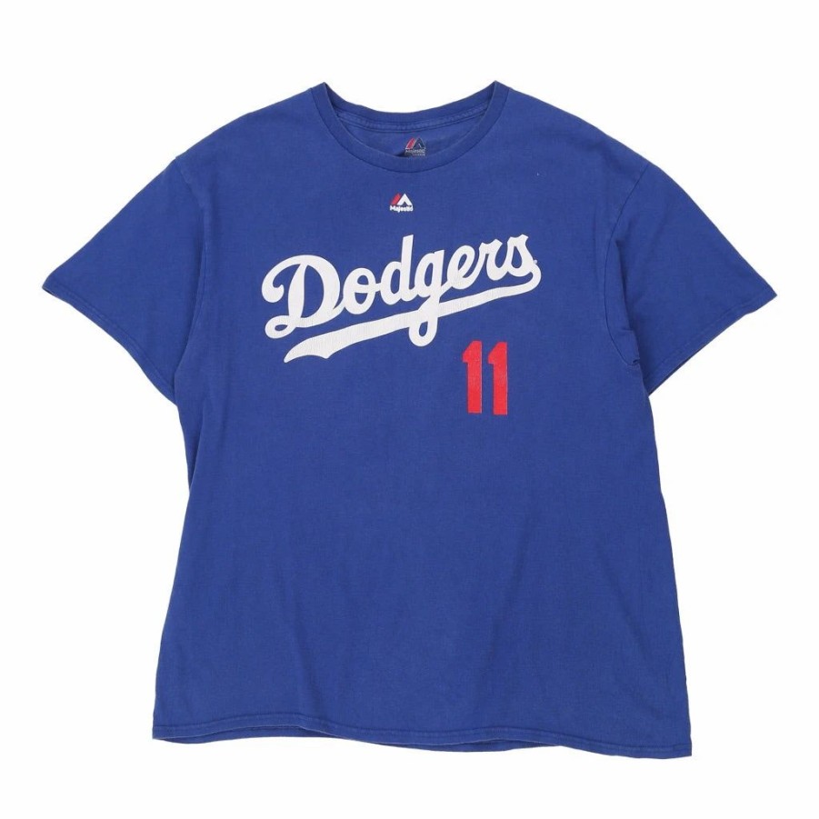 Vintage T-Shirts * | Vintage Los Angeles Dodgers Majestic T-Shirt Large Blue Cotton