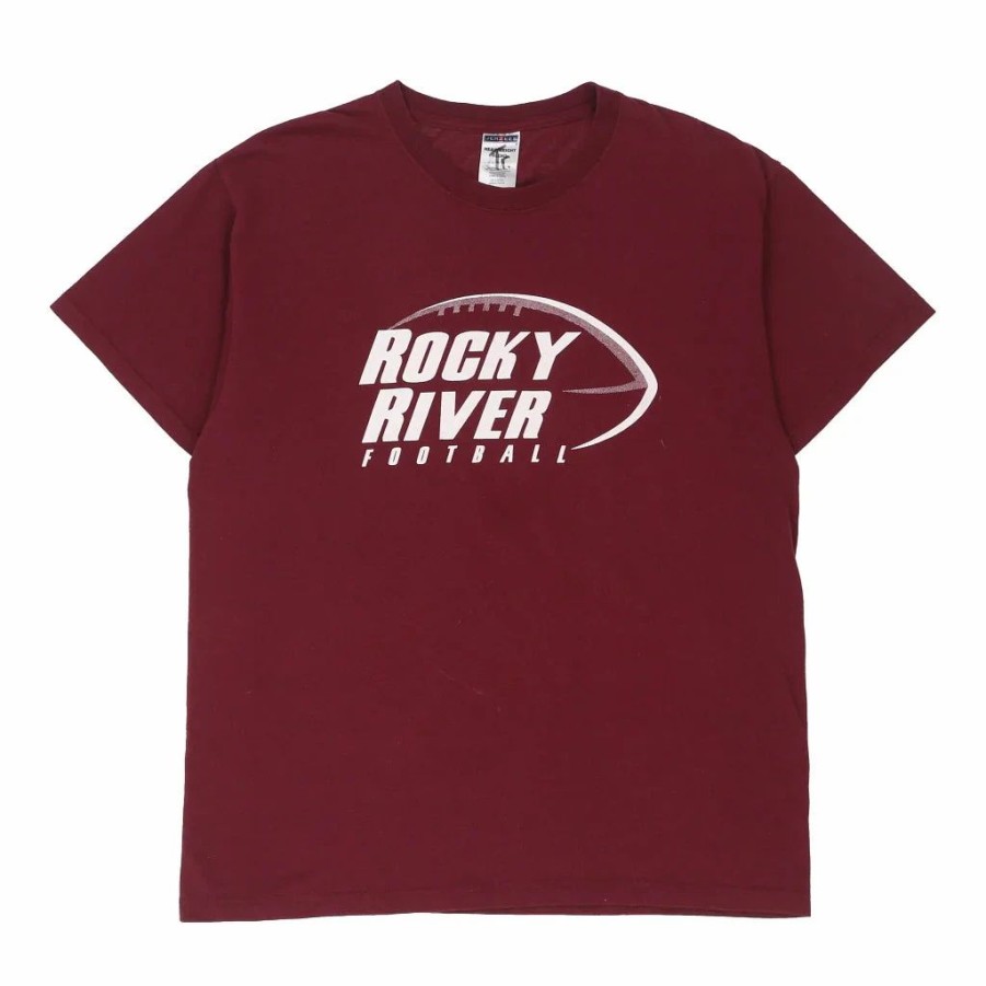 Vintage T-Shirts * | Vintage Rocky River Football Jerzees T-Shirt Large Red Cotton