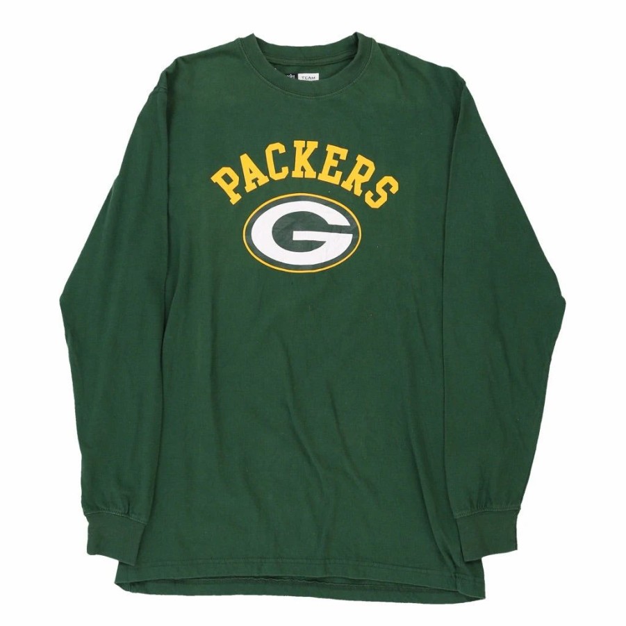 Vintage T-Shirts * | Vintage Green Bay Packers Nfl Long Sleeve T-Shirt Medium Green Cotton