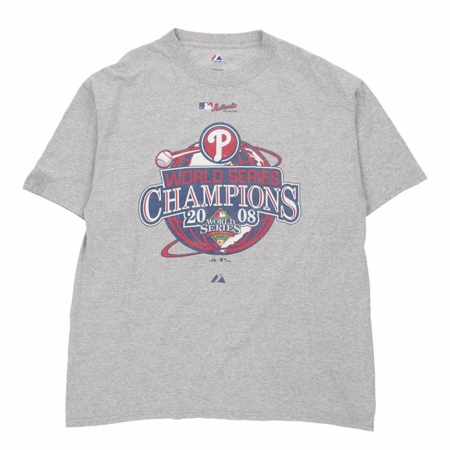 Vintage T-Shirts * | Vintage Philadelphia Phillies Majestic T-Shirt Xl Grey Cotton