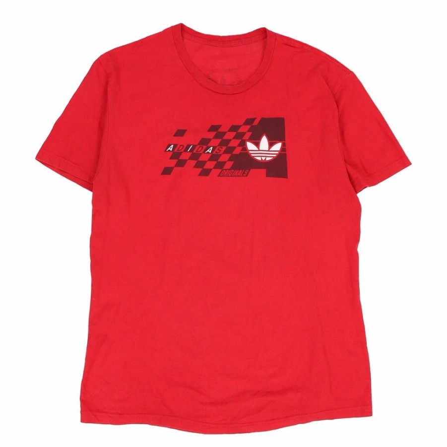 Vintage T-Shirts * | Vintage Adidas T-Shirt Large Red Cotton