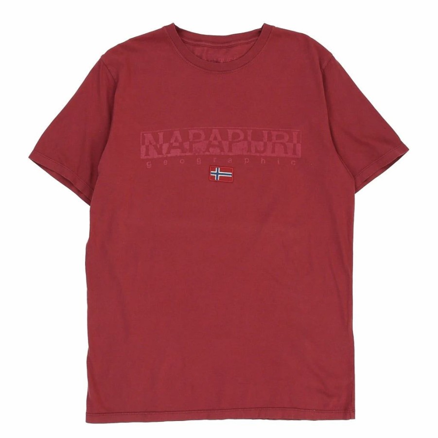 Vintage T-Shirts * | Vintage Napapijri T-Shirt Xl Burgundy Cotton