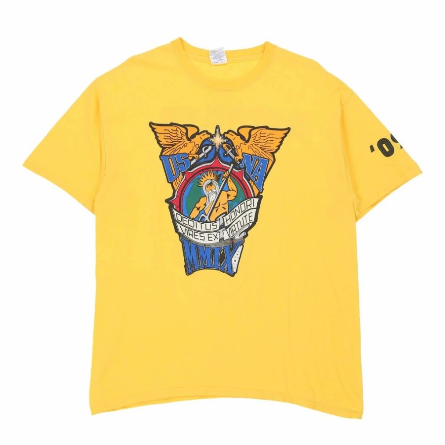 Vintage T-Shirts * | Vintage Gildan T-Shirt Large Yellow Cotton