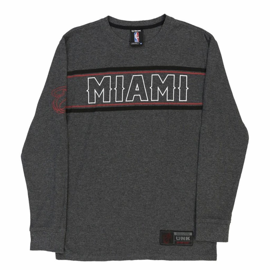 Vintage T-Shirts * | Vintage Miami Heat Nba Long Sleeve T-Shirt Medium Grey Cotton