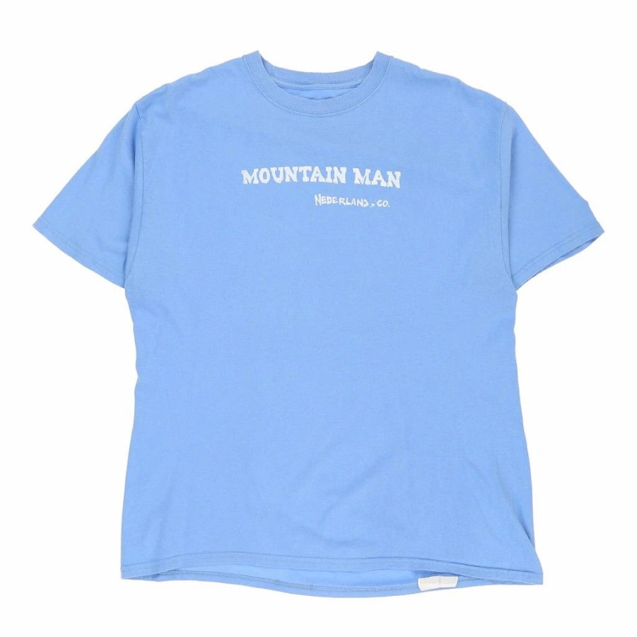 Vintage T-Shirts * | Vintage Mountain Man Champion T-Shirt Large Blue Cotton