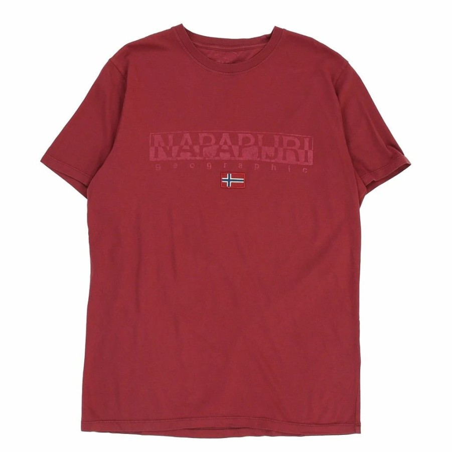 Vintage T-Shirts * | Vintage Napapijri T-Shirt Xl Burgundy Cotton