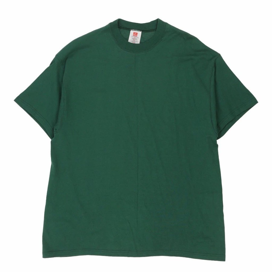 Vintage T-Shirts * | Vintage Hanes T-Shirt Large Green Cotton