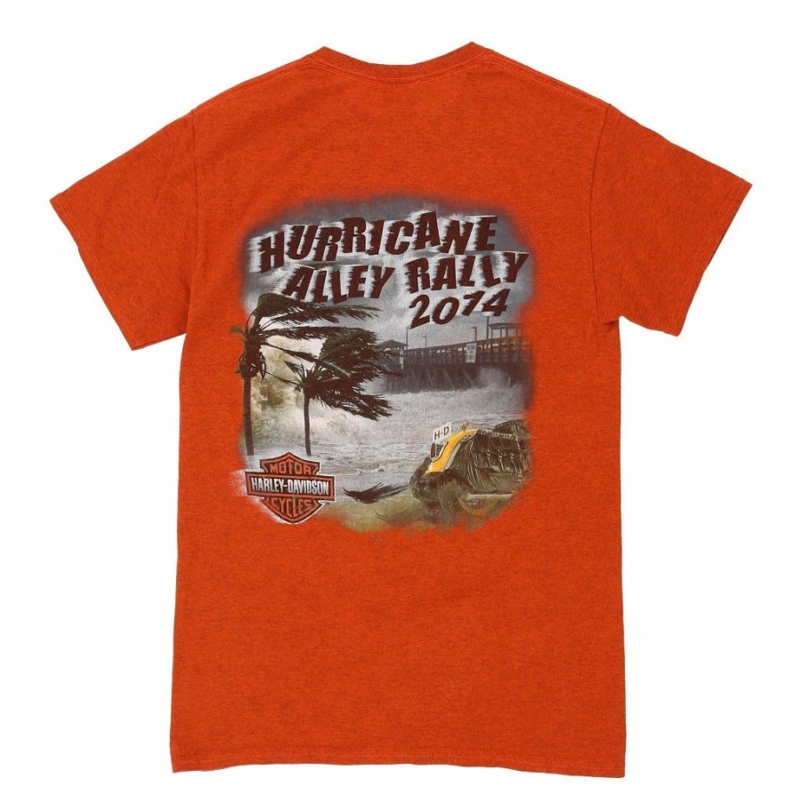 Vintage T-Shirts * | Vintage Hurricane Alley Rally 2014 Harley Davidson T-Shirt Small Orange Cotton