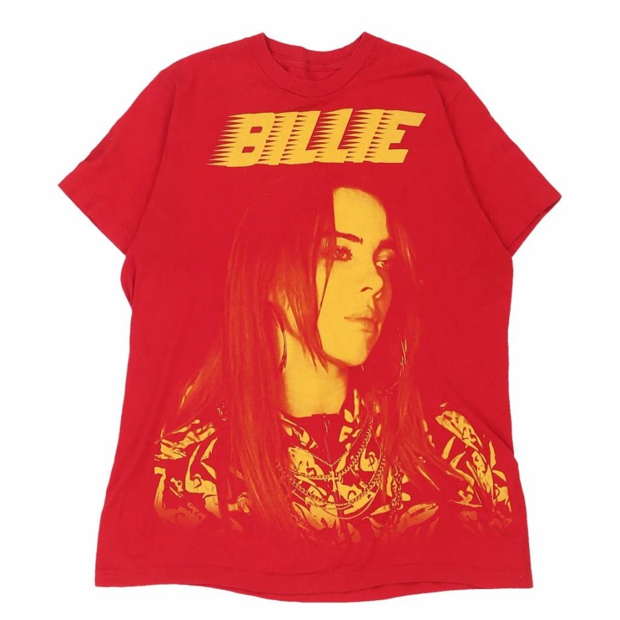 Vintage T-Shirts * | Pre-Loved Billie Eilish T-Shirt Medium Red Cotton