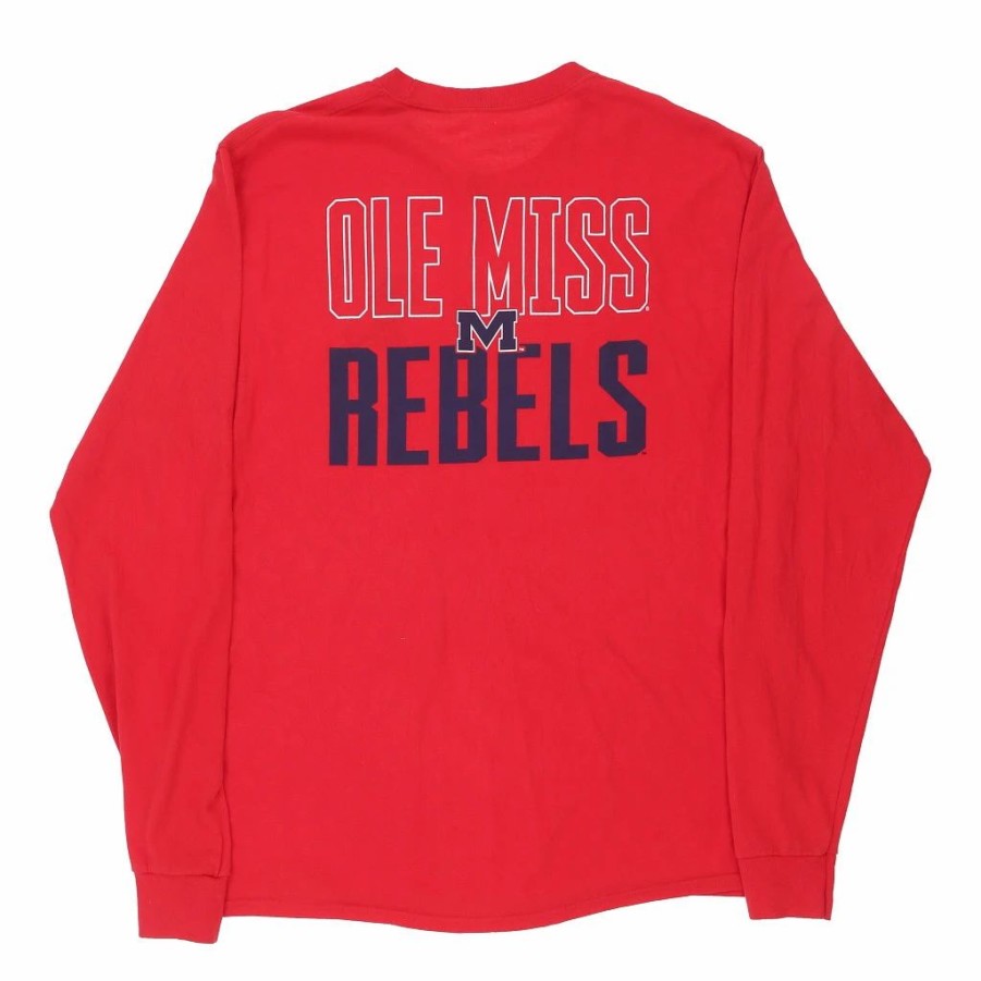 Vintage T-Shirts * | Vintage Ole Miss Rebels Russell Athletic Long Sleeve T-Shirt Large Red Cotton