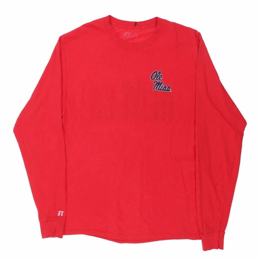 Vintage T-Shirts * | Vintage Ole Miss Rebels Russell Athletic Long Sleeve T-Shirt Large Red Cotton