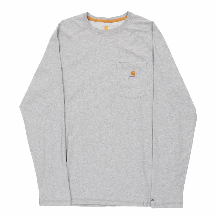 Vintage T-Shirts * | Vintage Carhartt Long Sleeve T-Shirt Large Grey Cotton