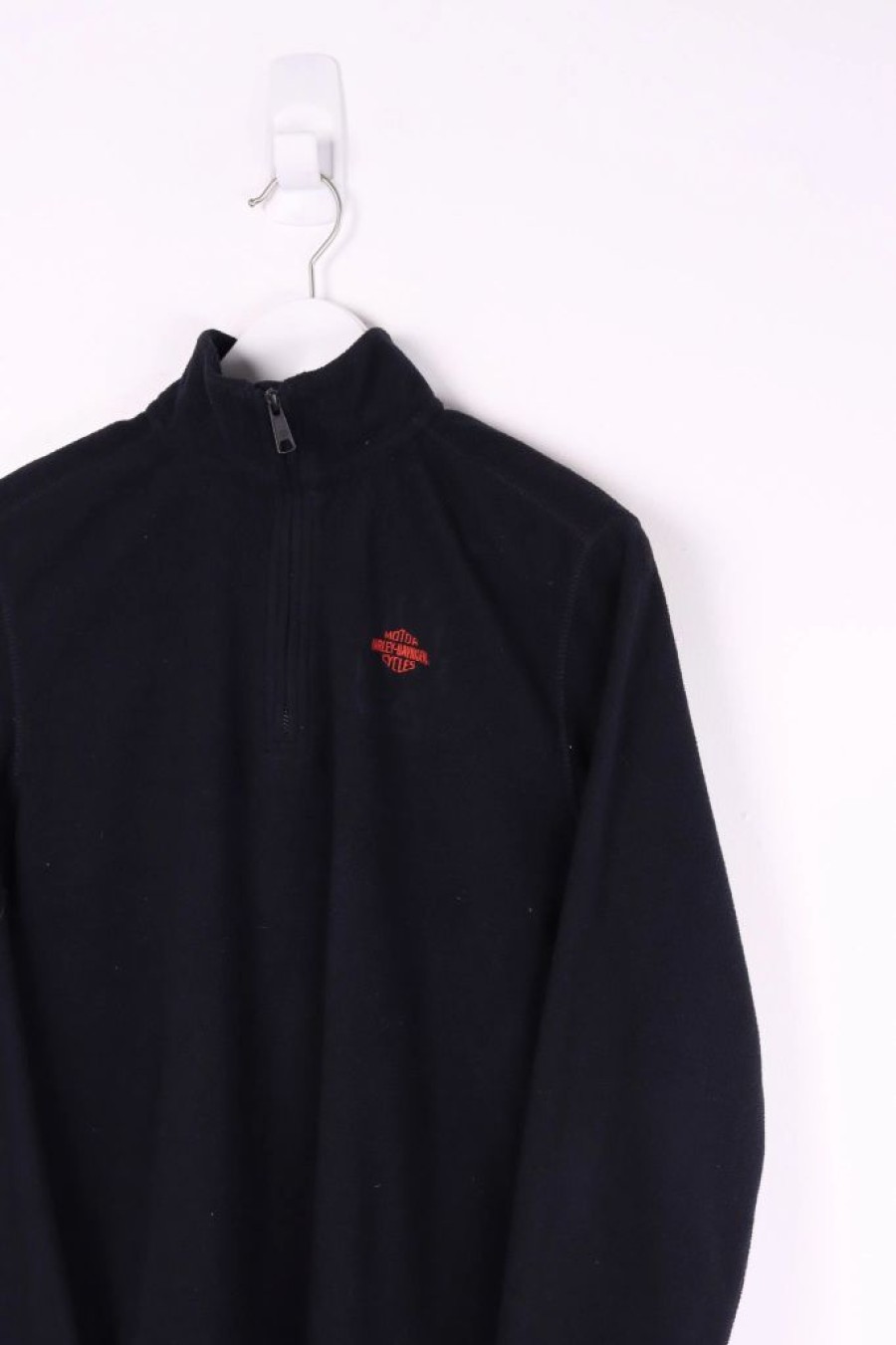 1/4 Zip Sweaters * | Restated Vintage Vintage Harley Davidson 1/4 Zip Fleece Small