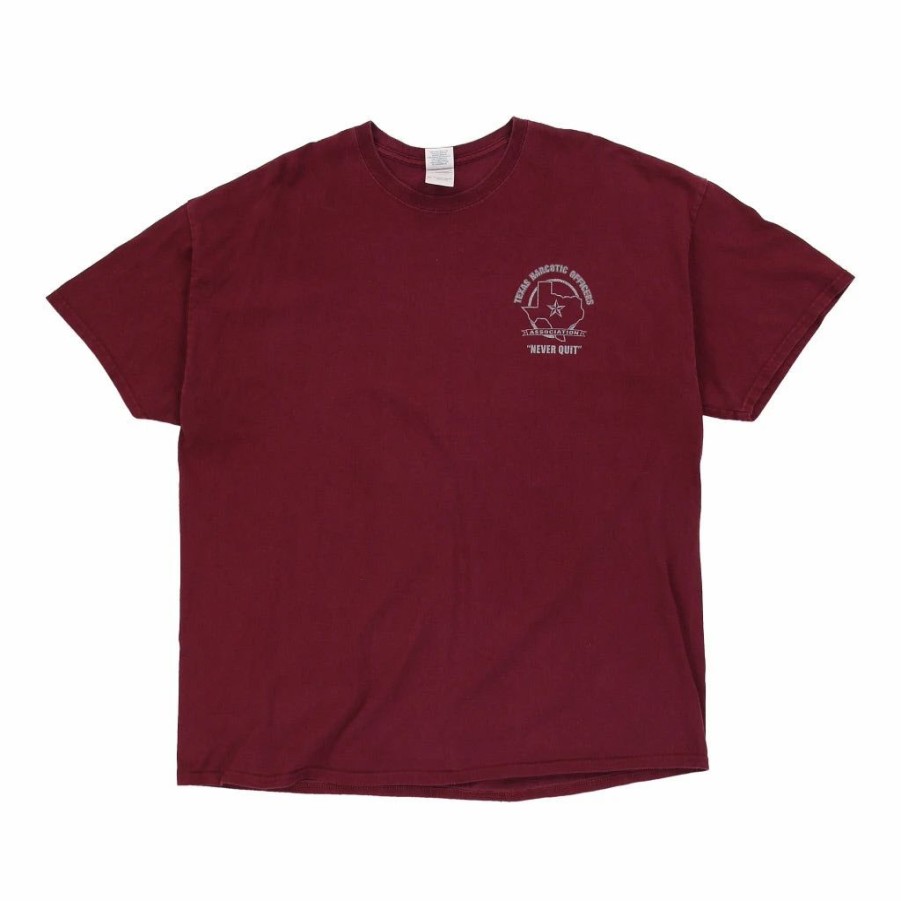 Vintage T-Shirts * | Vintage Texas Narcotic Officers Gildan T-Shirt 2Xl Burgundy Cotton