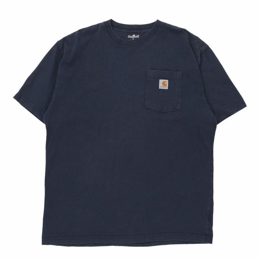 Vintage T-Shirts * | Vintage Carhartt T-Shirt Large Blue Cotton