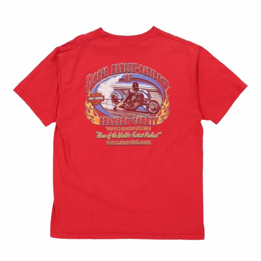 Vintage T-Shirts * | Vintage Shawano County, Wisconsin Harley Davidson T-Shirt Xl Red Cotton