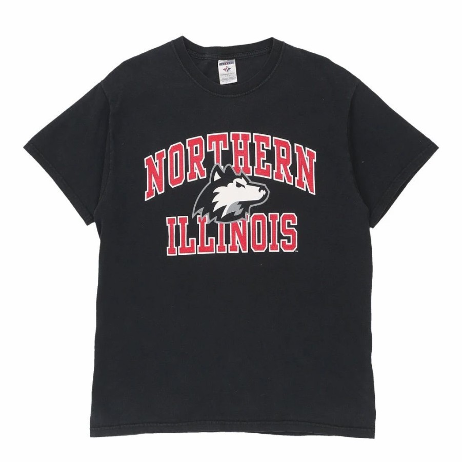 Vintage T-Shirts * | Vintage Northern Illinois Huskies Jerzees T-Shirt Large Black Cotton