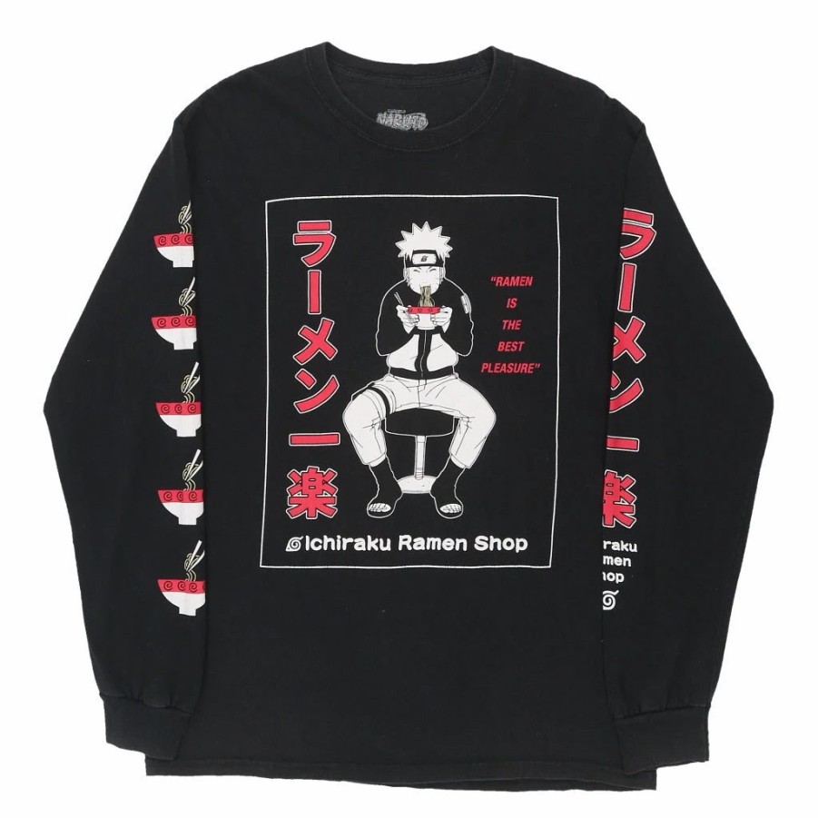 Vintage T-Shirts * | Vintage Naruto Ichiraku Ramen Shop Ripple Junction Long Sleeve T-Shirt Medium Black Cotton