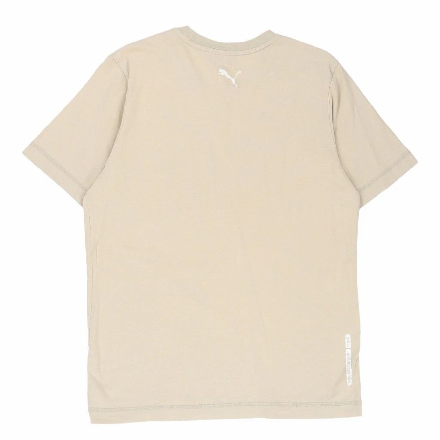 Vintage T-Shirts * | Vintage Puma T-Shirt Medium Beige Cotton