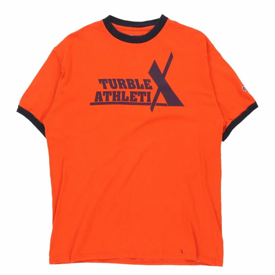 Vintage T-Shirts * | Vintage Turblex Athletix Champion T-Shirt Large Orange Cotton