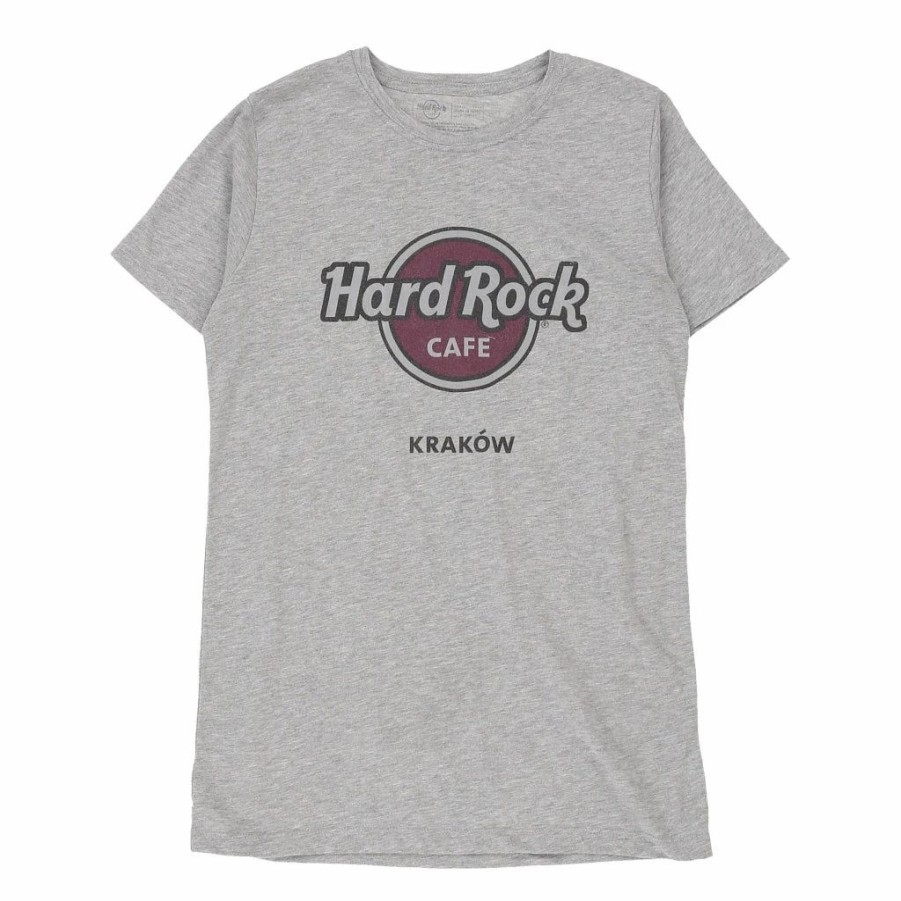 Vintage T-Shirts * | Vintage Krakow Hard Rock Cafe T-Shirt Medium Grey Cotton