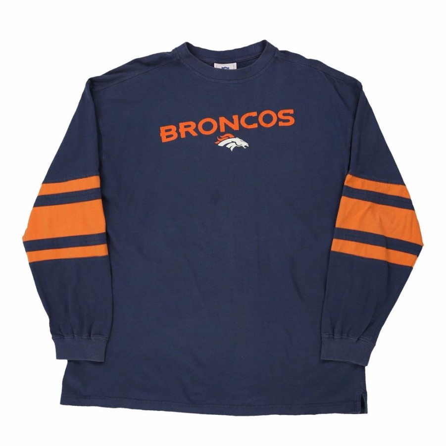 Vintage T-Shirts * | Vintage Denver Broncos Nfl Long Sleeve T-Shirt 2Xl Blue Cotton